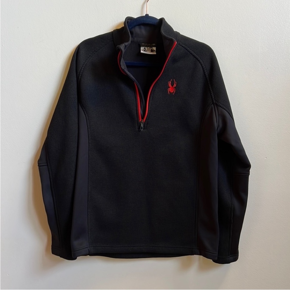 Spyder Men's Zip-Up Sweater in Black with Red Details